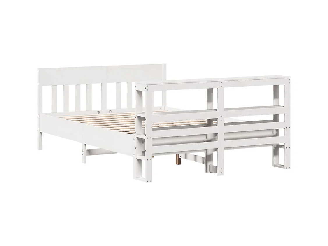 Cama sem colchão 120x190 cm madeira de pinho maciça branco