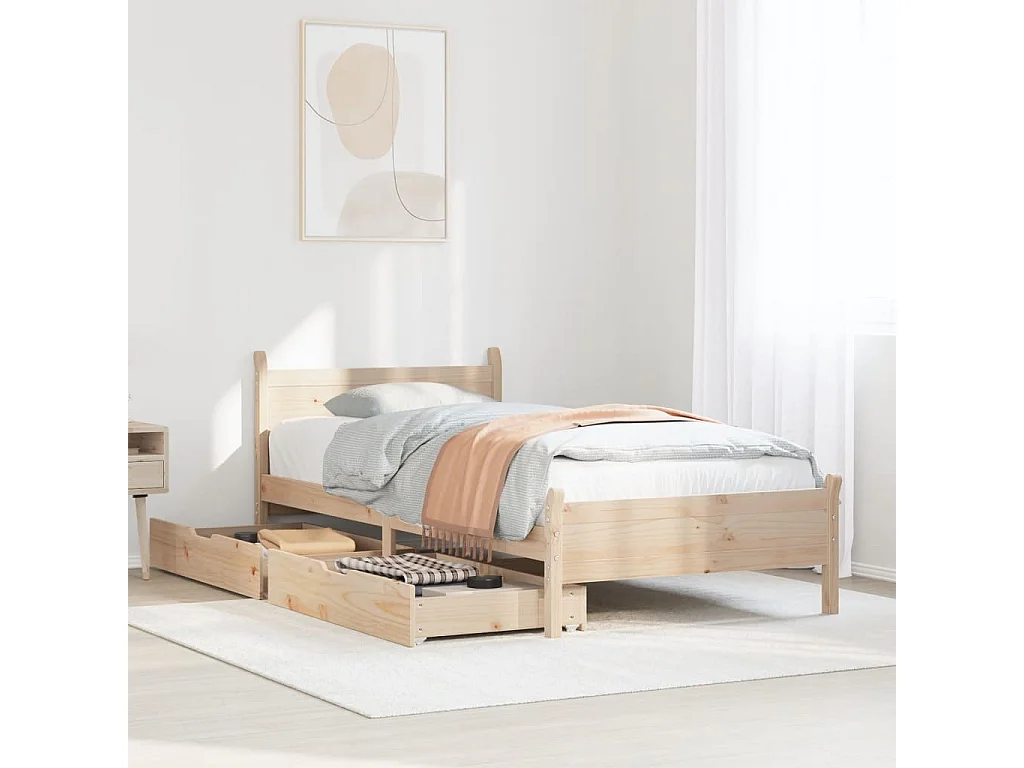 Cadre de lit sans matelas 90x200 cm bois de pin massif