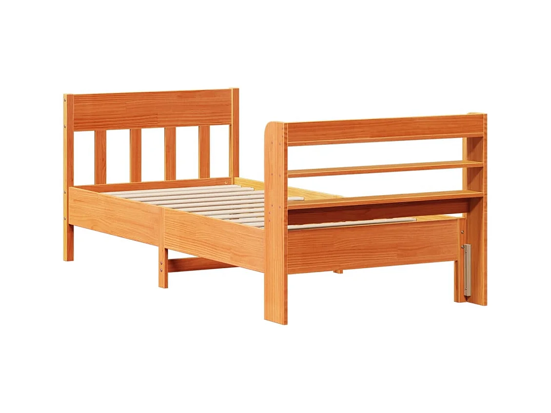 Cama sem colchão 75x190 cm madeira de pinho maciça castanho-mel