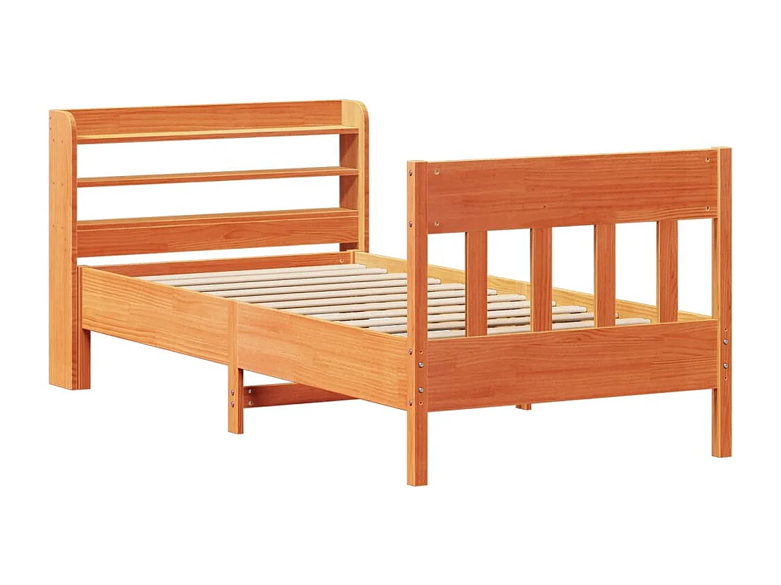 Cama sem colchão 75x190 cm madeira de pinho maciça castanho-mel