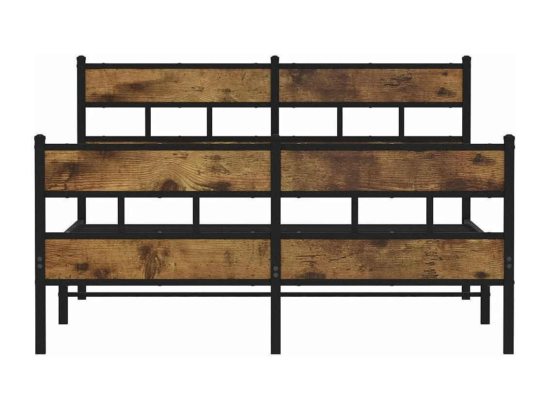Estructura de cama sin colchón metal roble ahumado 140x200 cm