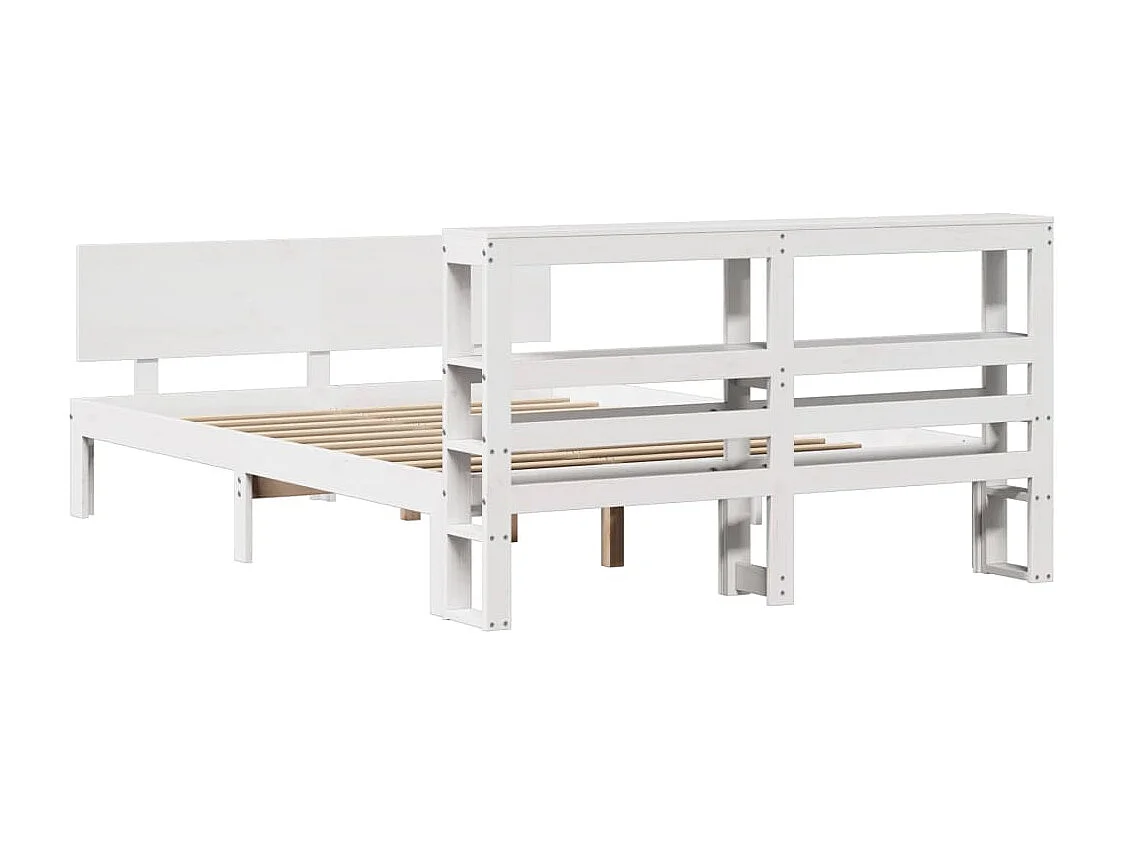 Cadre de lit avec tête de lit blanc 120x190 cm bois pin massif