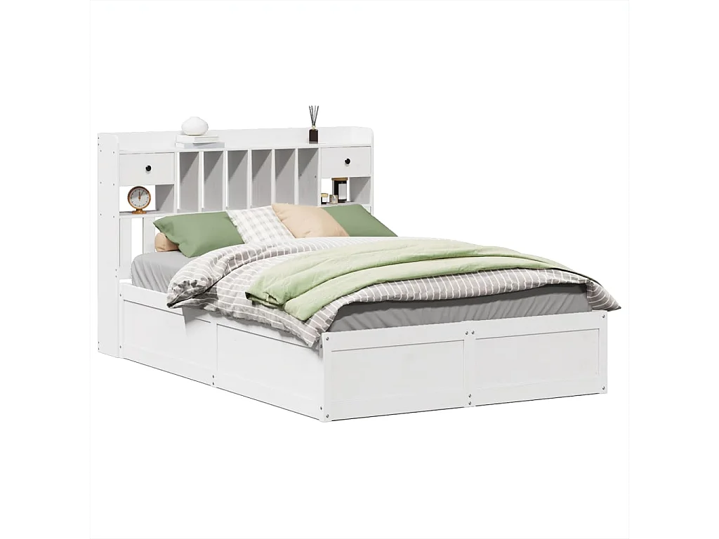 Cama sem colchão 140x200 cm madeira de pinho maciça branco