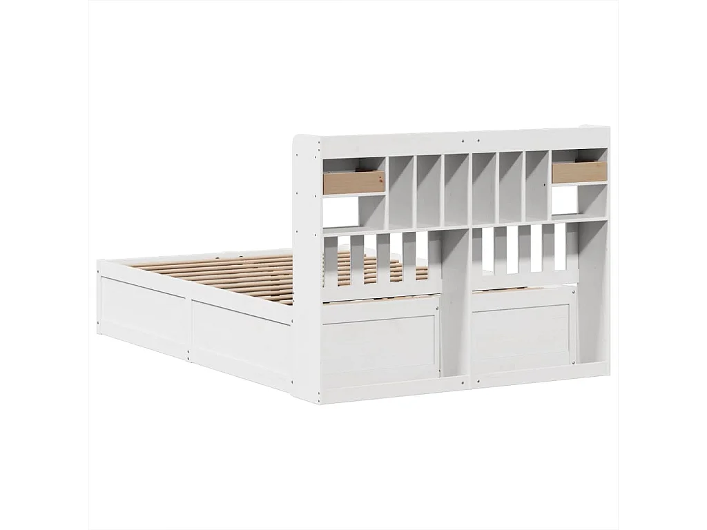 Cama sem colchão 140x200 cm madeira de pinho maciça branco