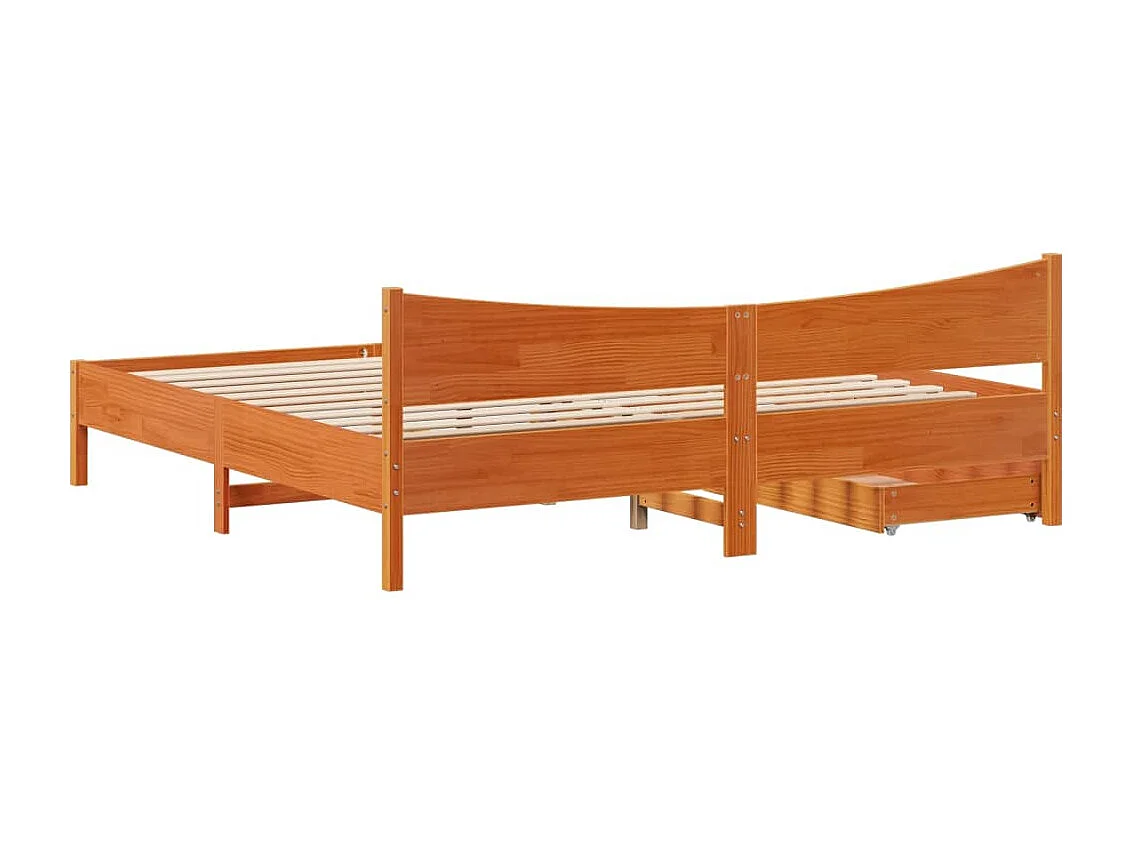 Estrutura de cama c/ gavetas 180x200 cm pinho castanho cera