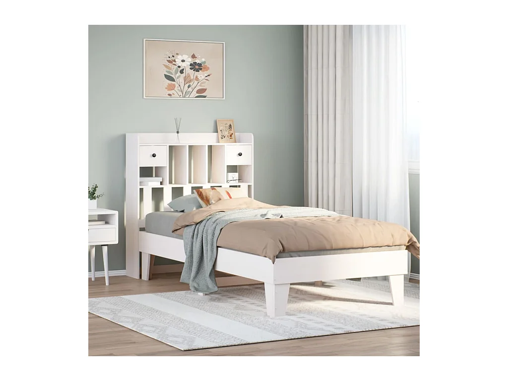 Cadre de lit sans matelas blanc 90x190 cm bois de pin massif
