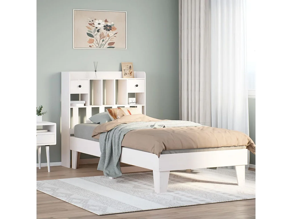 Cadre de lit sans matelas blanc 90x190 cm bois de pin massif