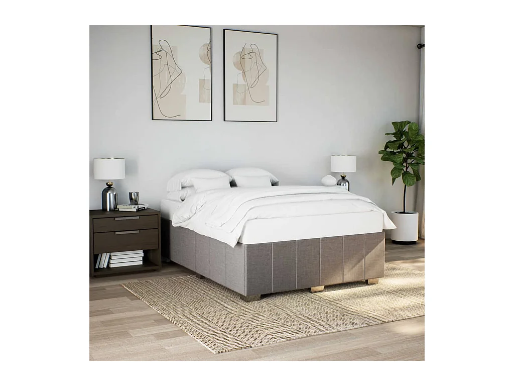 Cadre de lit sans matelas taupe 160x200 cm tissu