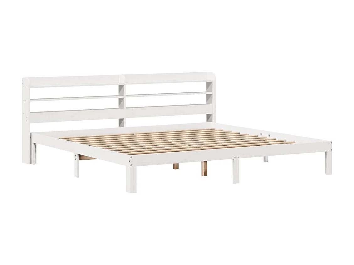 Cadre de lit et tête de lit blanc 200x200 cm bois de pin massif