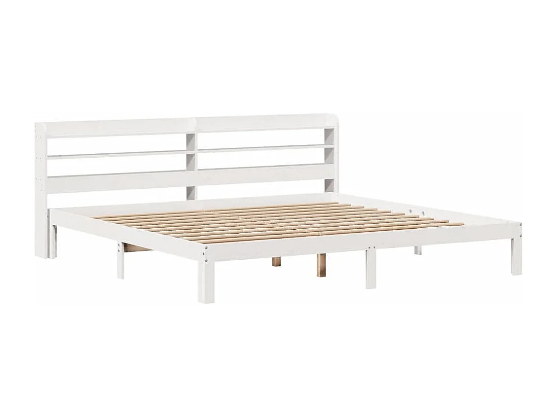 Cadre de lit et tête de lit blanc 200x200 cm bois de pin massif