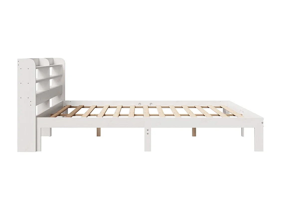 Estrutura de cama com cabeceira 200x200 cm pinho maciço branco