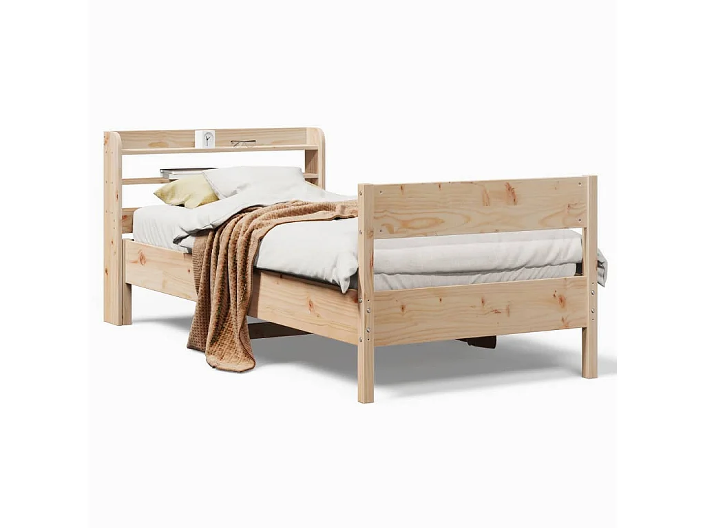 Estructura de cama sin colchón madera maciza de pino 90x190 cm