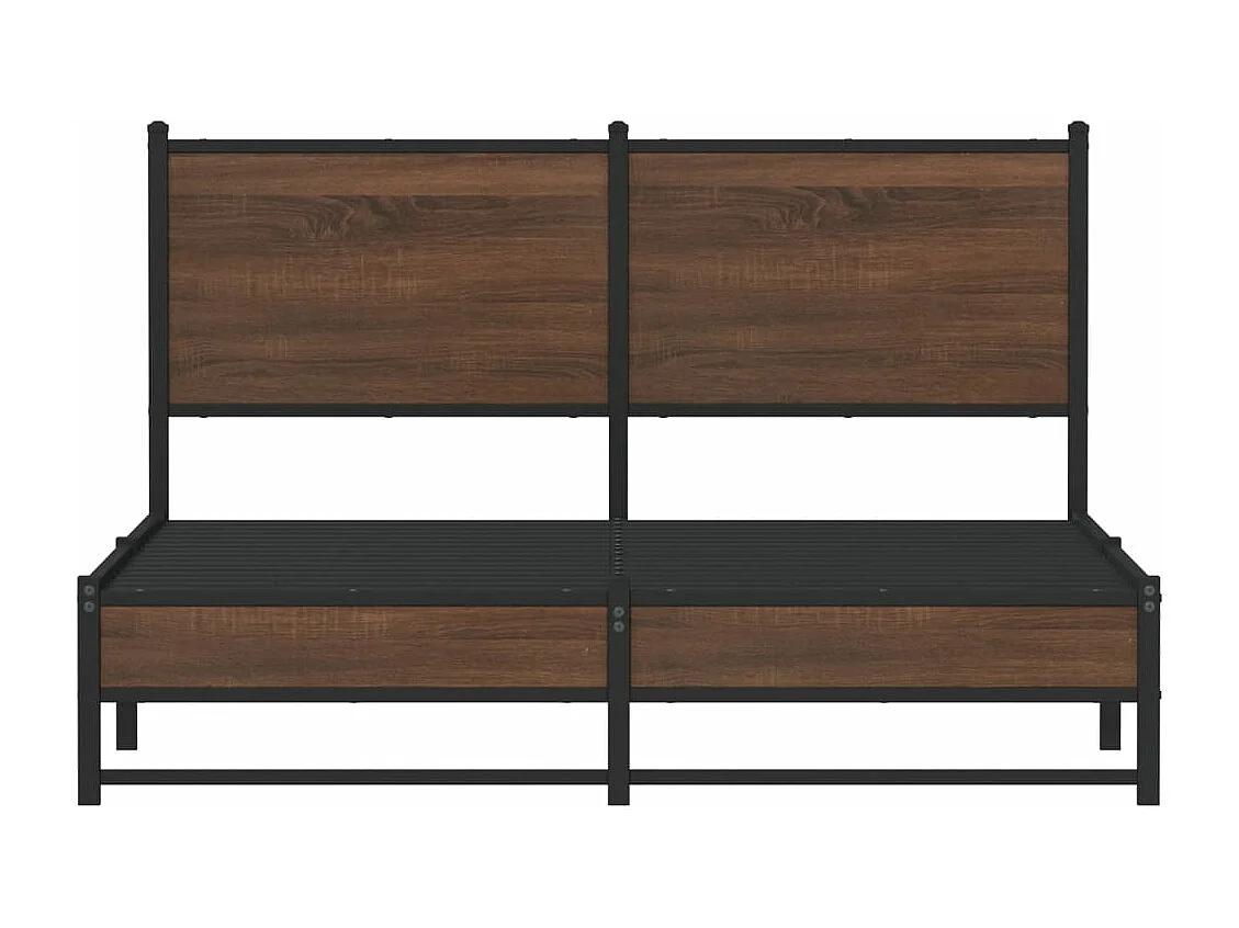 Estructura de cama con cabecero metal marrón roble 140x190 cm