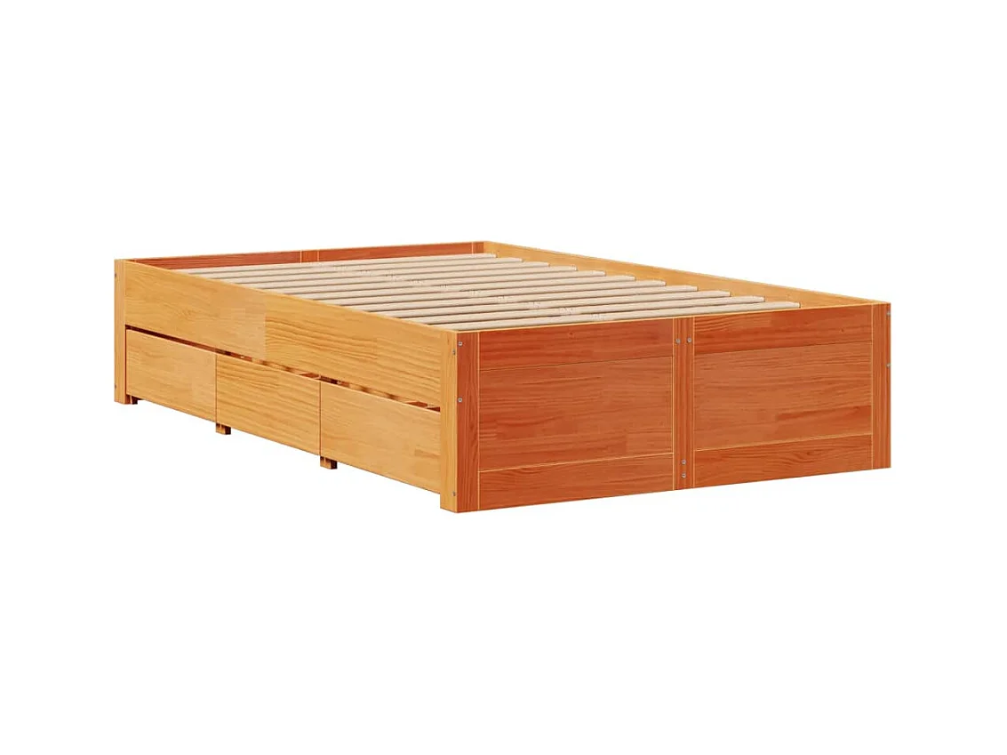 Cadre de lit sans matelas avec tiroirs 135x190 cm bois de pin