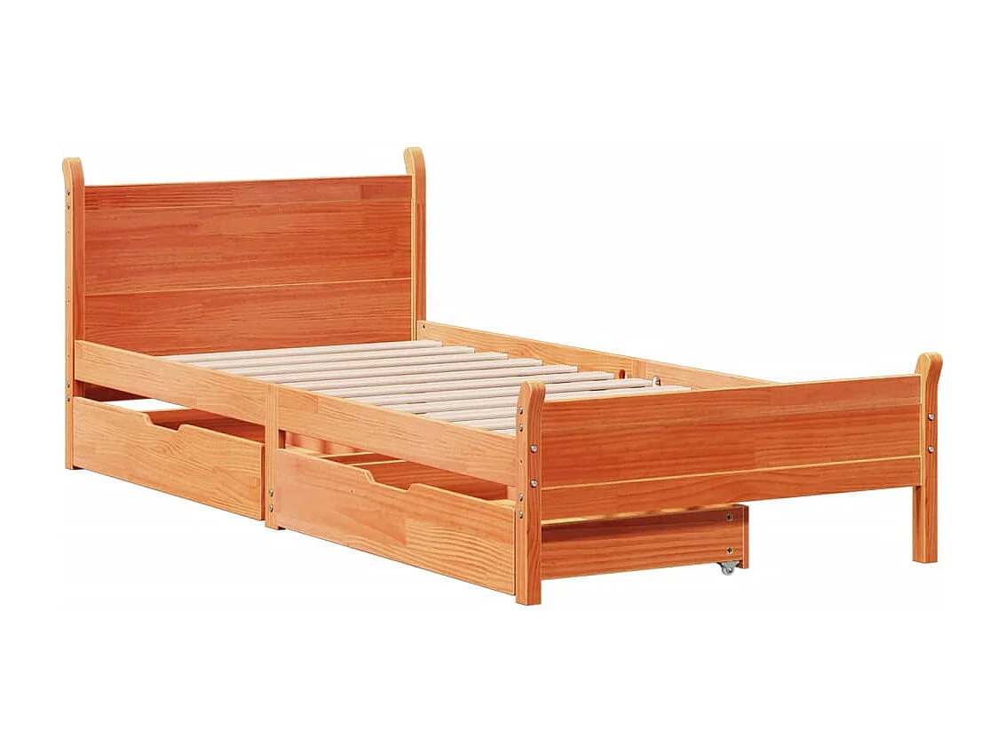 Cama sem colchão 75x190 cm madeira de pinho maciça castanho-mel