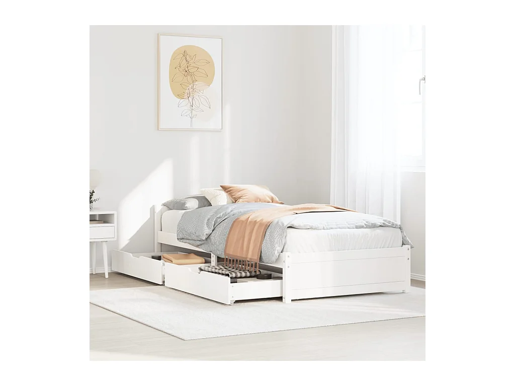 Cama sem colchão 90x200 cm madeira de pinho maciça branco