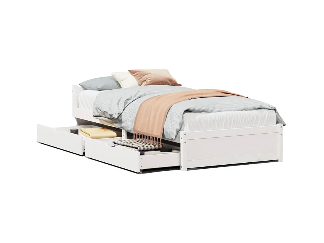 Cadre de lit sans matelas blanc 90x200 cm bois de pin massif