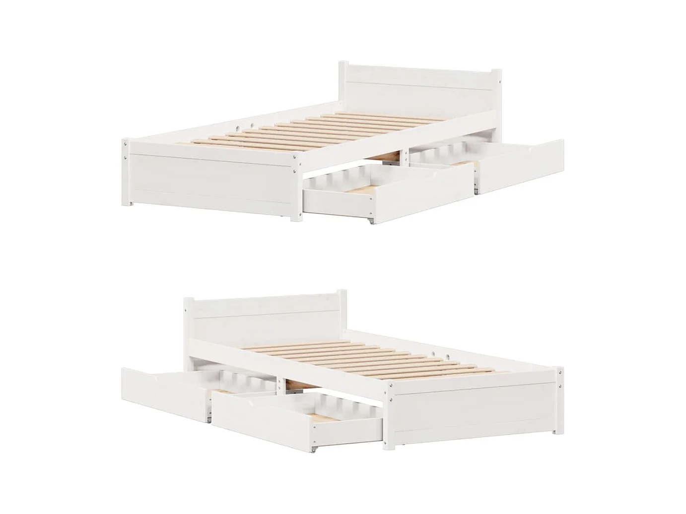 Cadre de lit sans matelas blanc 90x200 cm bois de pin massif