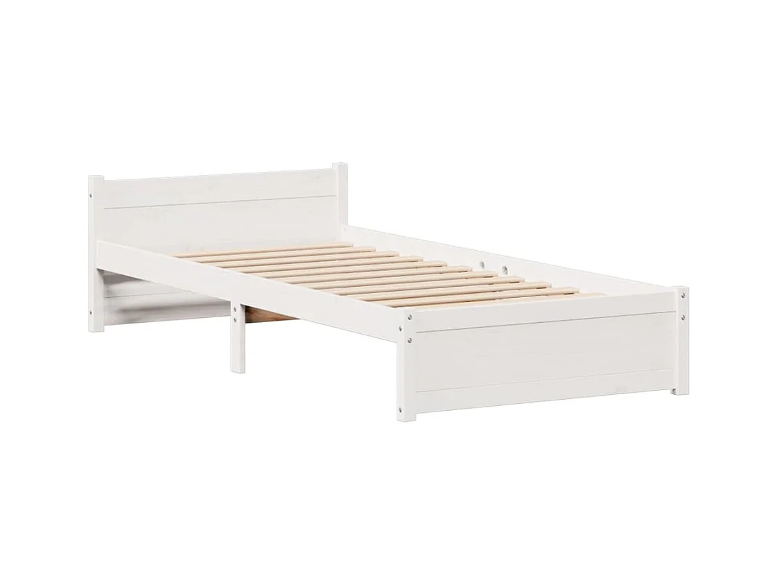 Cadre de lit sans matelas blanc 90x200 cm bois de pin massif