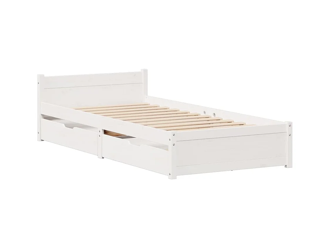 Cadre de lit sans matelas blanc 90x200 cm bois de pin massif