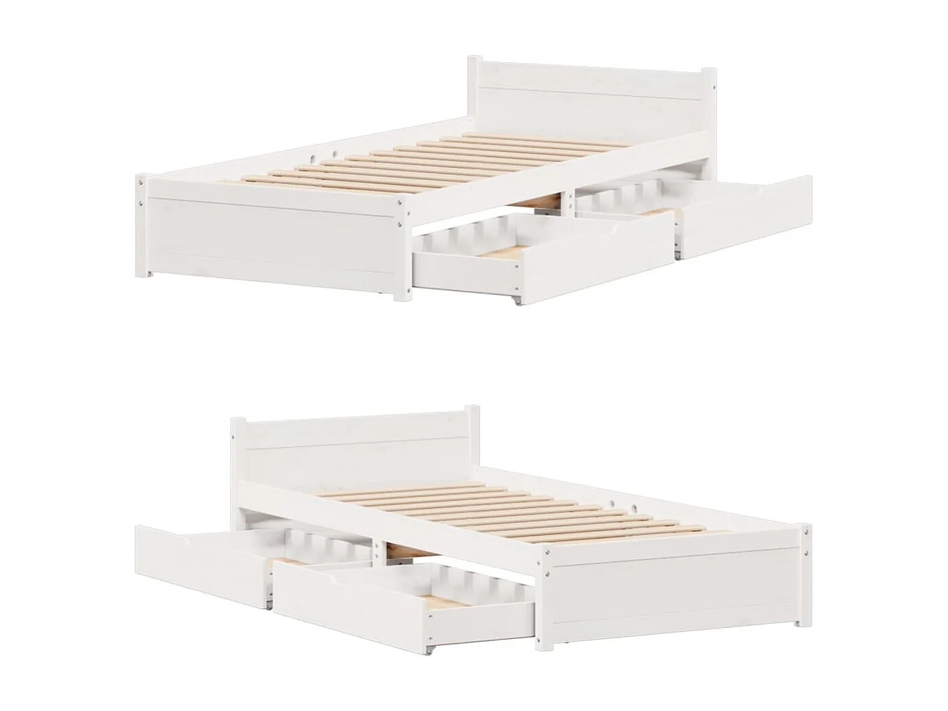 Cadre de lit sans matelas blanc 90x200 cm bois de pin massif