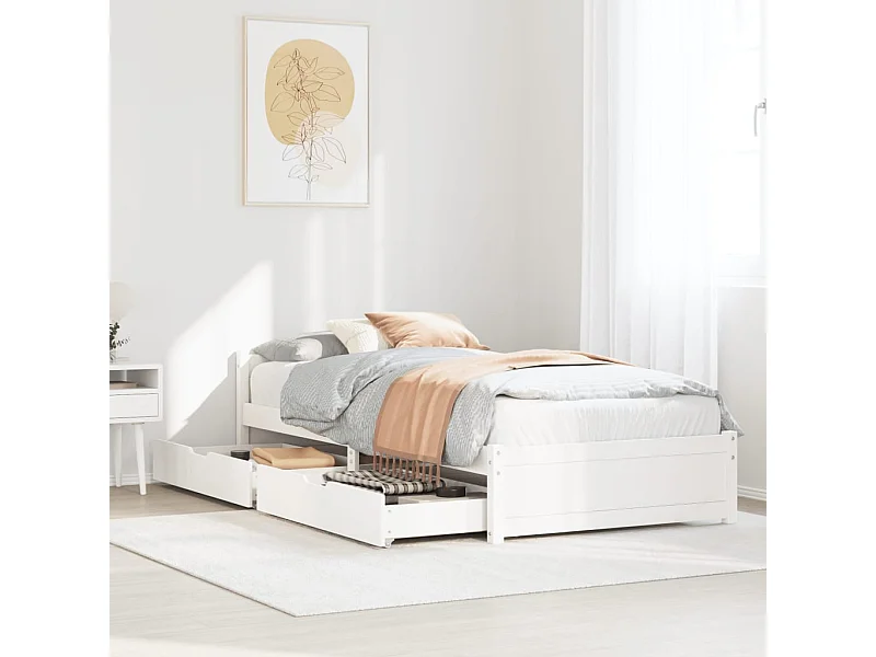 Cama sem colchão 90x200 cm madeira de pinho maciça branco