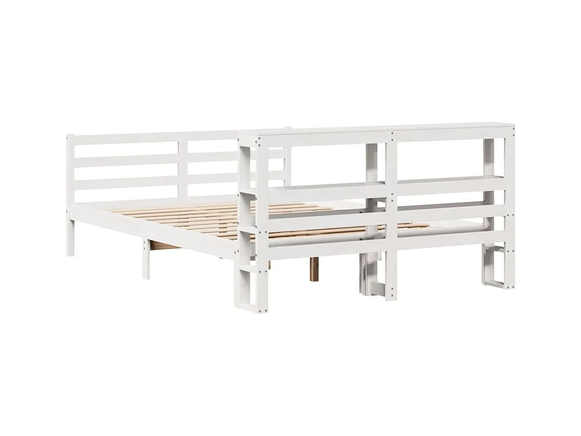 Cadre de lit sans matelas blanc 160x200 cm bois de pin massif