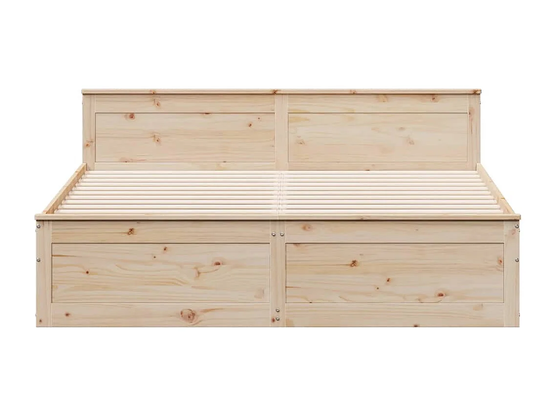 Cama sin colchón con cabecero madera maciza de pino 200x200 cm