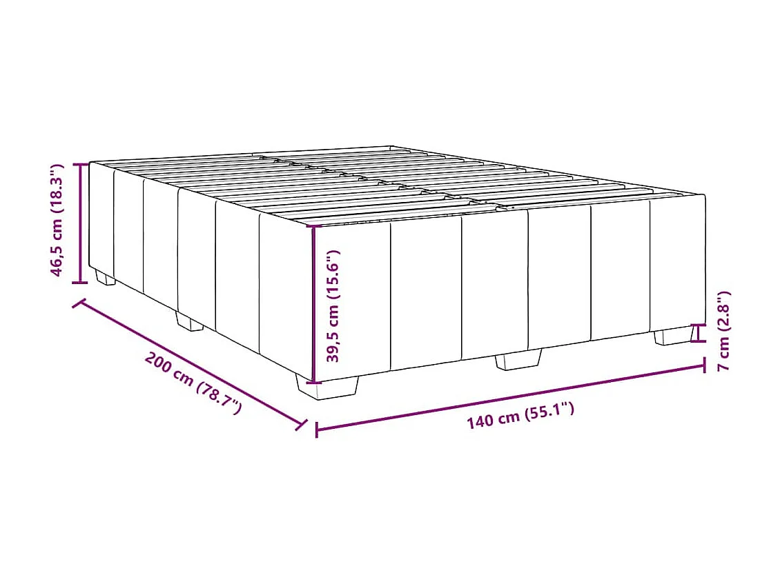 Cadre de lit sans matelas taupe 140x200 cm tissu