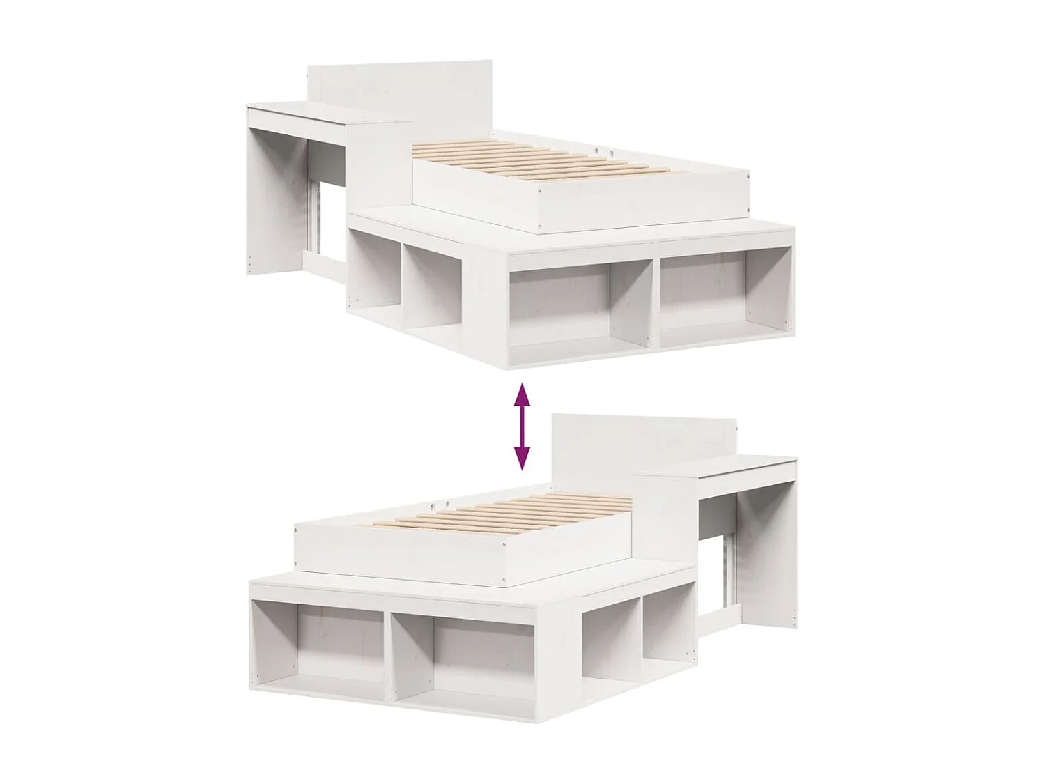 Estrutura de cama sem colchão 80x200 cm pinho maciço branco