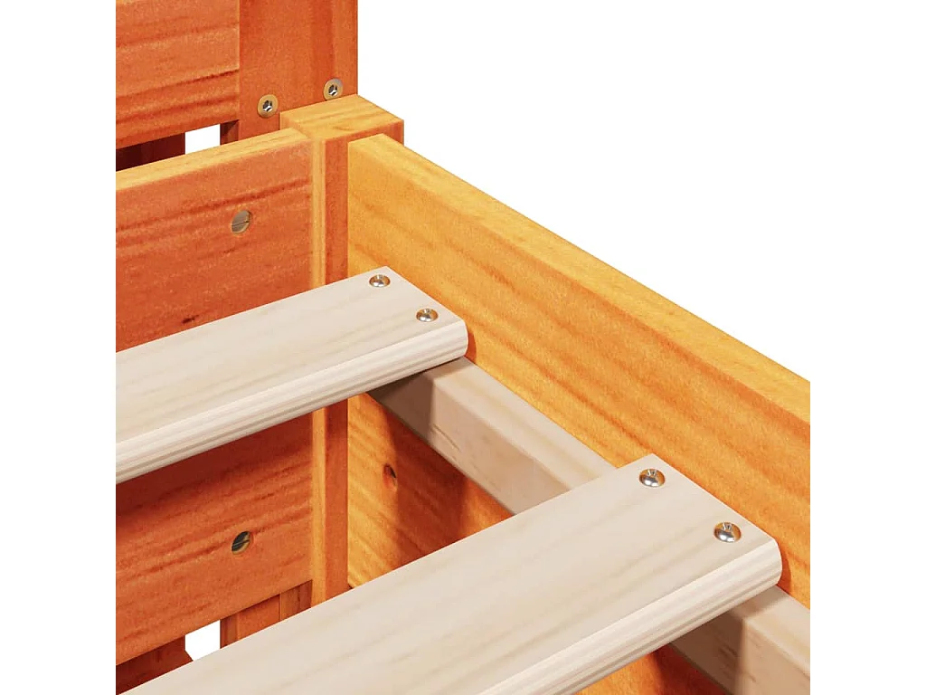 Cama sin colchón madera maciza de pino marrón cera 160x200 cm