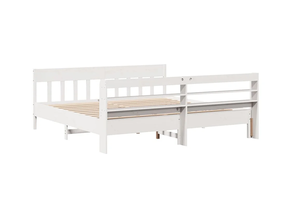 Cadre de lit sans matelas blanc 200x200 cm bois massif de pin