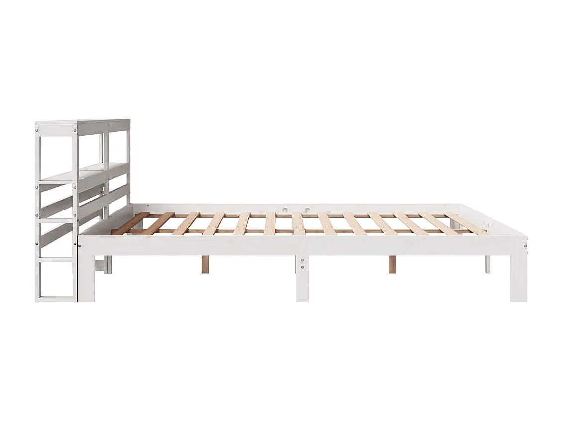 Estrutura de cama com cabeceira 200x200 cm pinho maciço branco