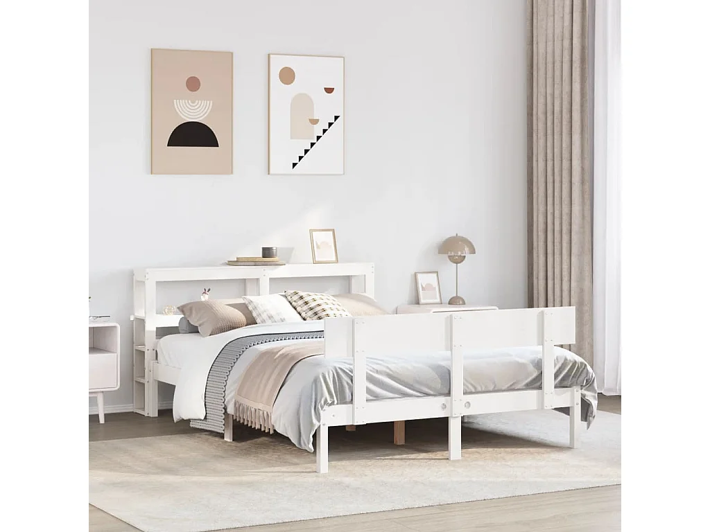 Cadre de lit sans matelas blanc 120x200 cm bois de pin massif