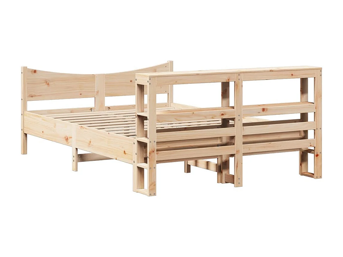 Estructura de cama con cabecero madera maciza pino 140x190 cm