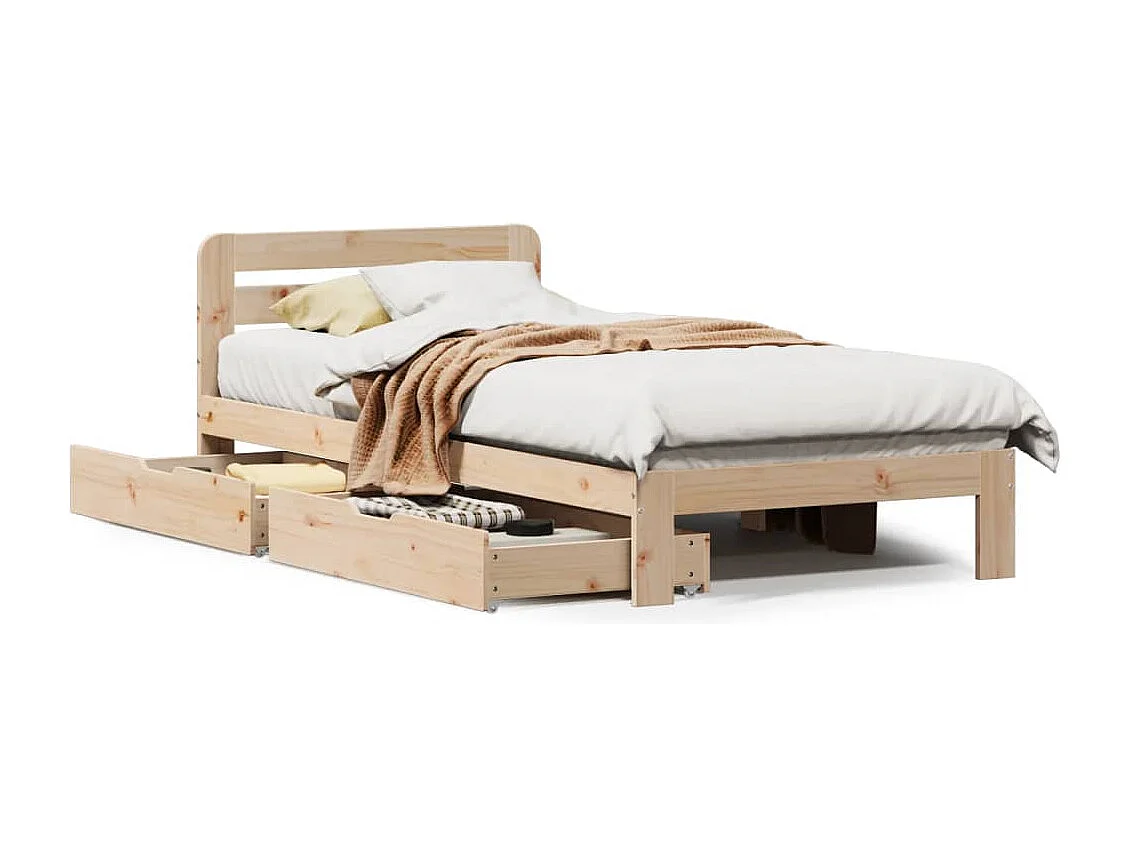 Estructura de cama sin colchón madera maciza de pino 90x190 cm