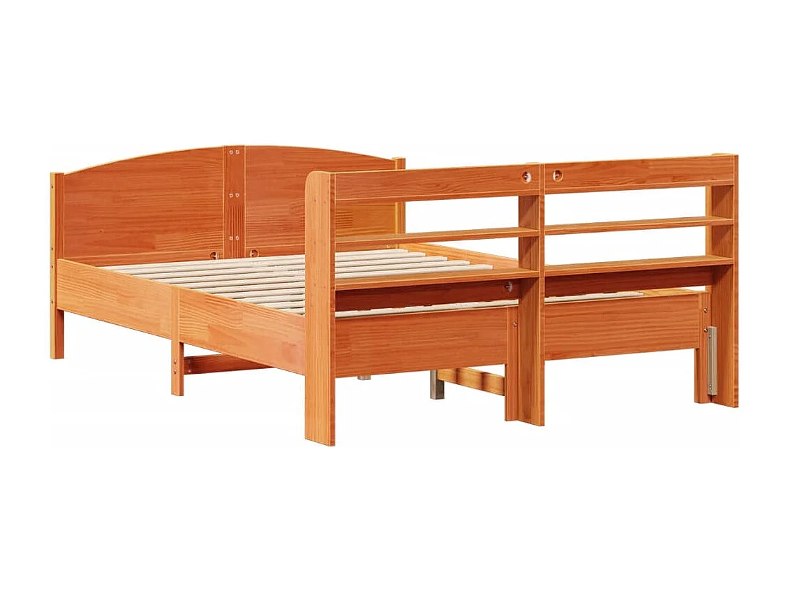 Cadre de lit sans matelas cire marron 120x200cm bois pin massif