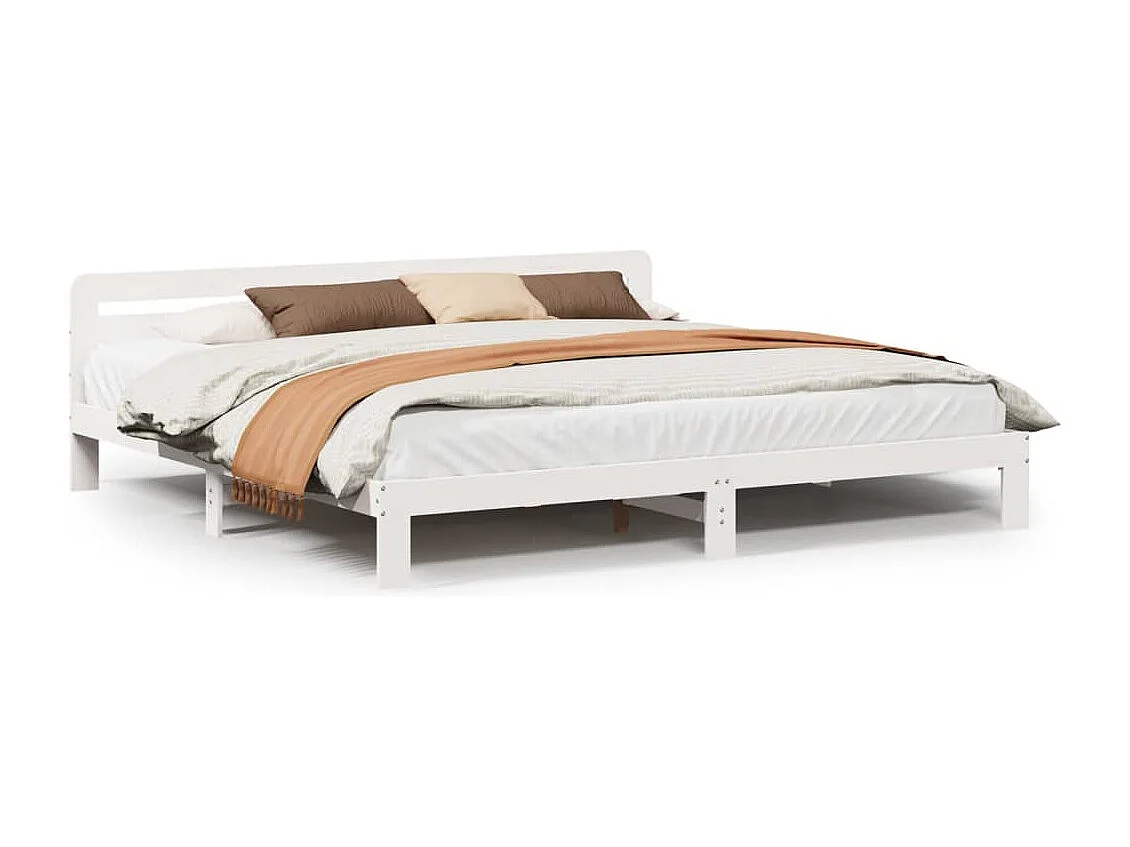 Cadre de lit sans matelas blanc 180x200 cm bois massif de pin