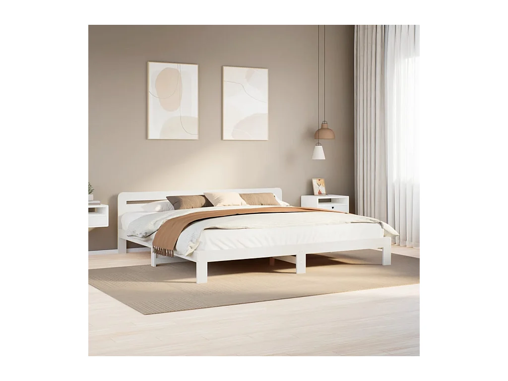 Cama sin colchón madera maciza de pino blanca 180x200 cm