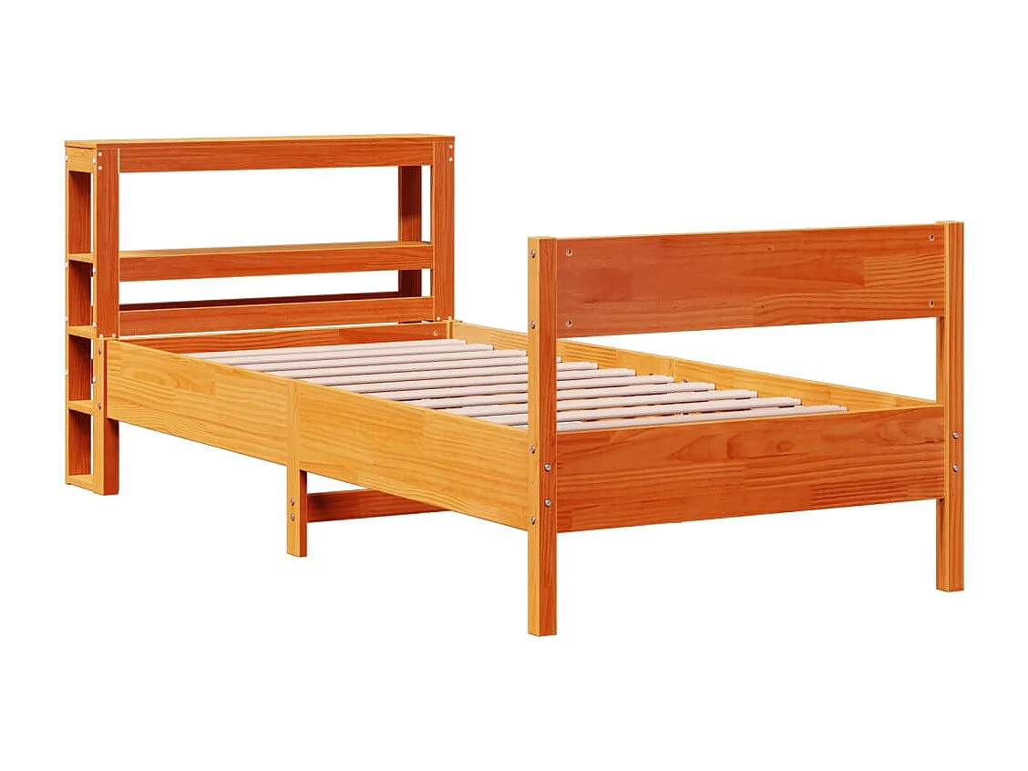 Cama sem colchão 100x200 cm pinho maciço castanho-mel