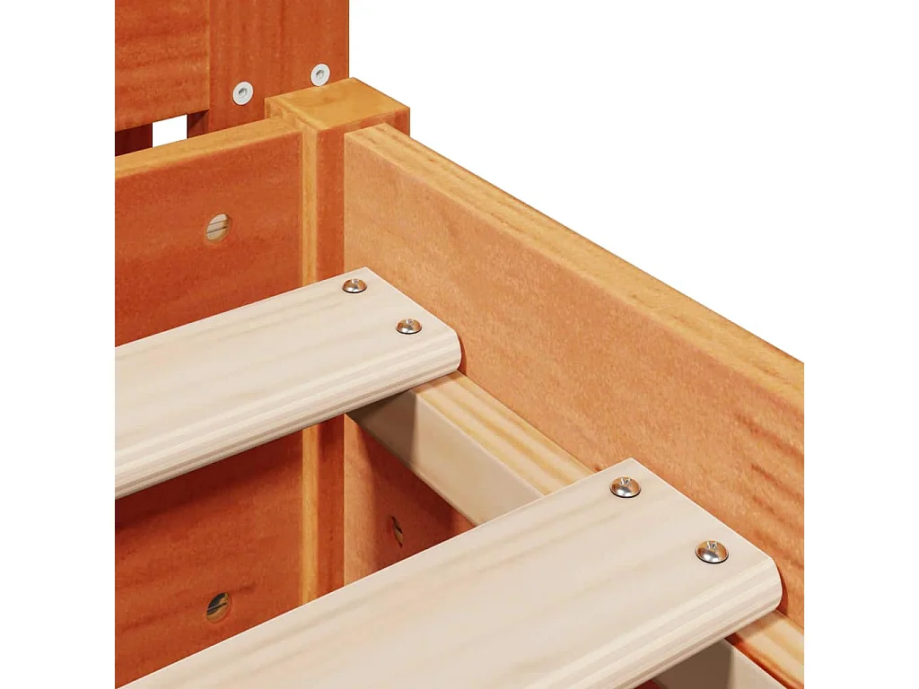 Cadre de lit sans matelas cire marron 100x200cm bois pin massif