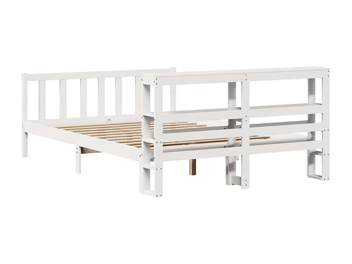Cama sem colchão 140x190 cm madeira de pinho maciça branco