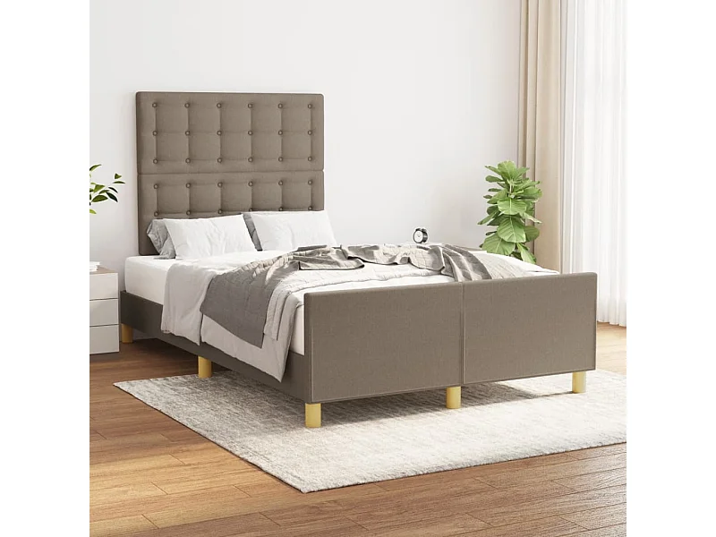 Estructura de cama con cabecero de tela gris taupe 120x200 cm