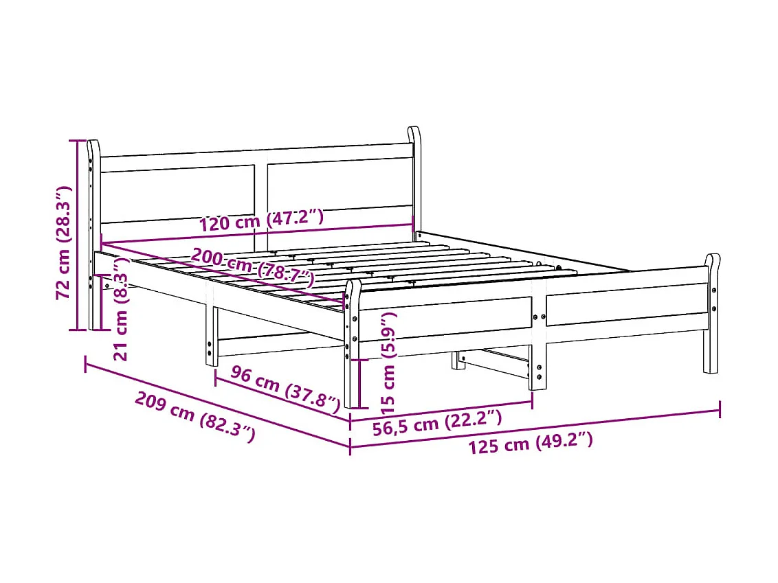 Estructura de cama sin colchón madera de pino blanca 120x200 cm