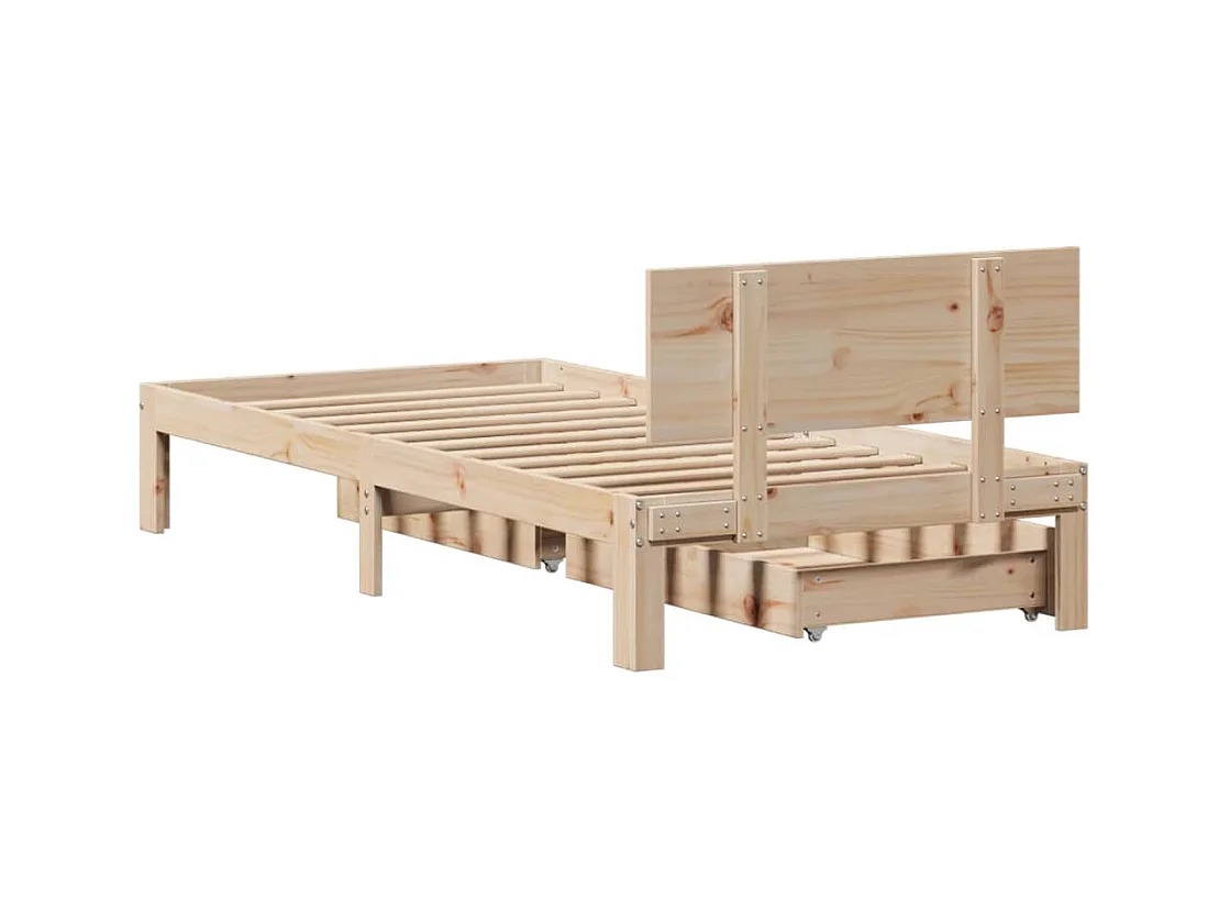 Cadre de lit avec tiroirs 75x190 cm bois de pin massif