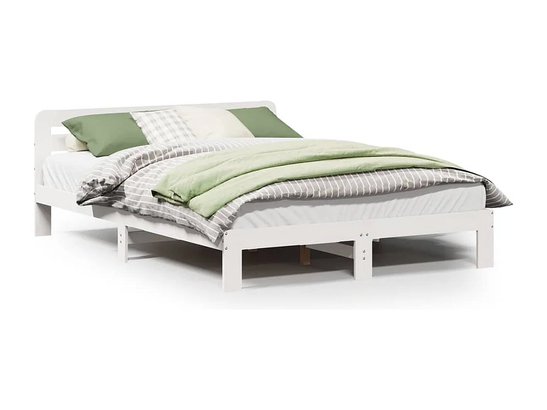 Estructura de cama sin colchón madera maciza blanca 120x190 cm