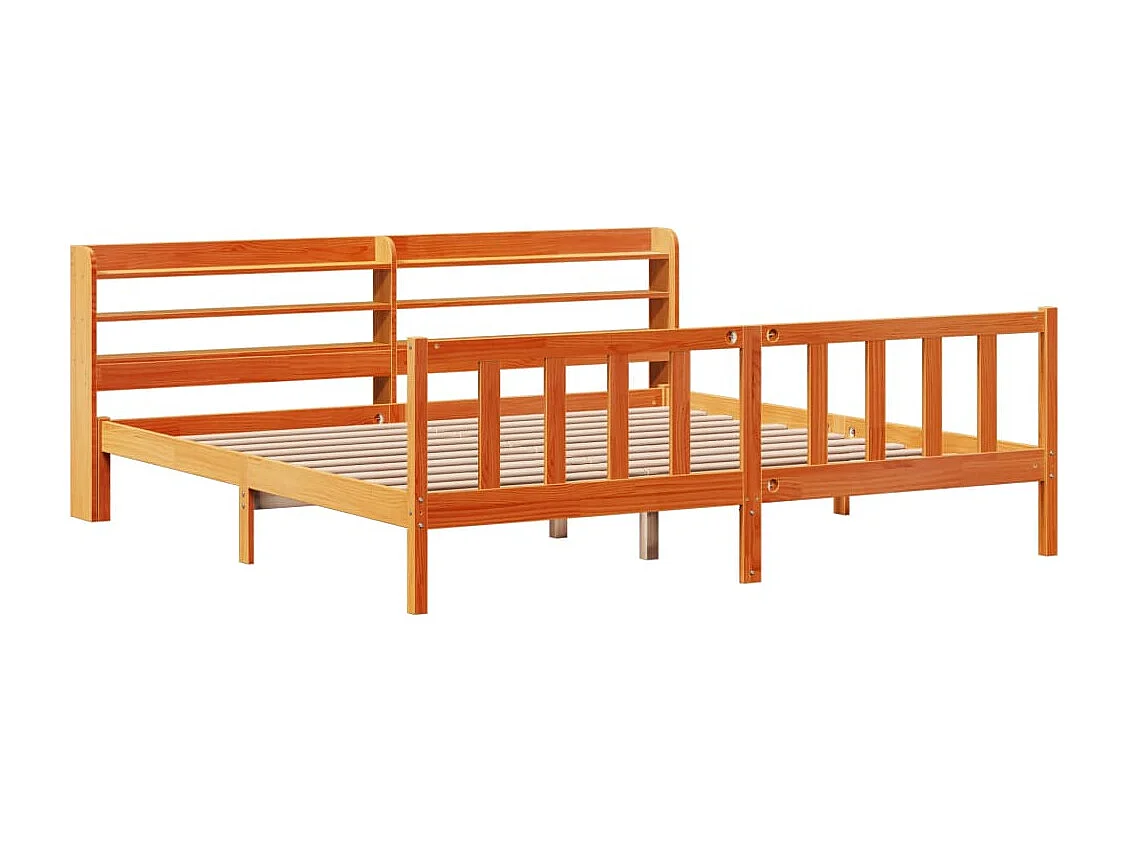 Cadre de lit et tête de lit cire marron 180x200 cm bois de pin