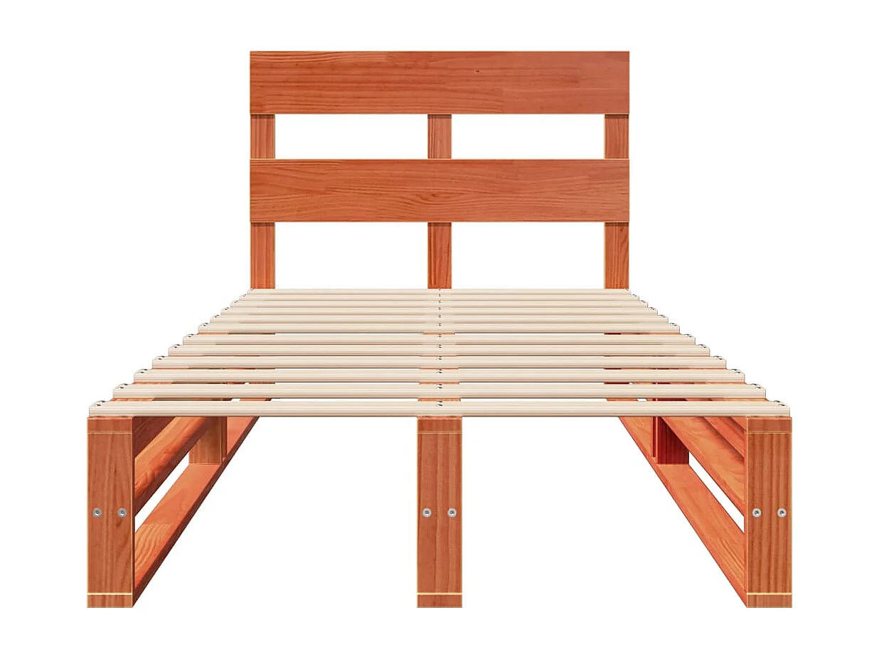 Cama sem colchão 100x200 cm pinho maciço castanho-mel