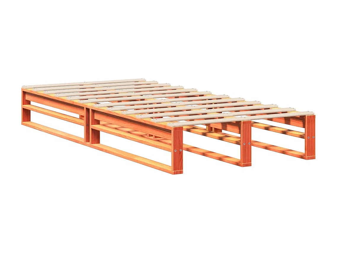 Cama sin colchón madera maciza de pino marrón cera 100x200 cm