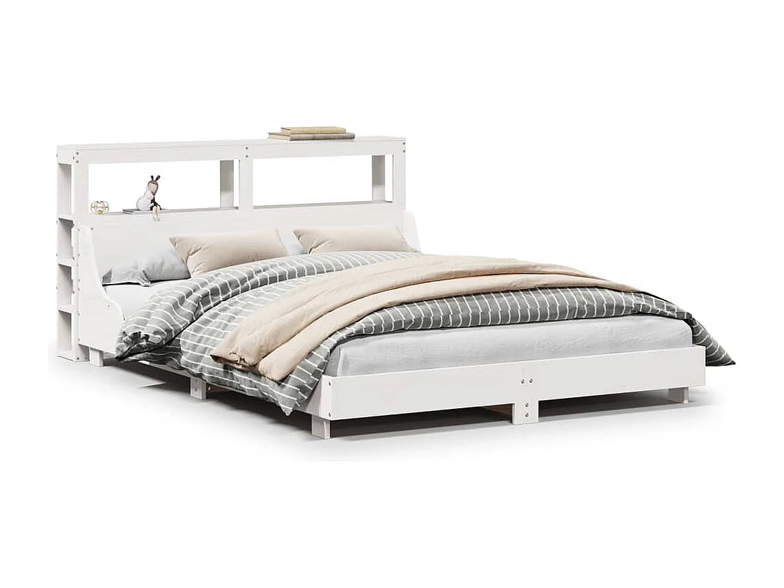 Cadre de lit sans matelas blanc 140x200 cm bois de pin massif